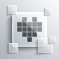 Grey Pixel hearts for game icon isolated on grey background. Square glass panels. Vector Royalty Free Stock Photo