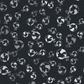 Grey Planet with flag icon isolated seamless pattern on black background. Victory, winning and conquer adversity concept Royalty Free Stock Photo