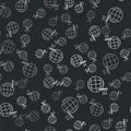 Grey Planet with flag icon isolated seamless pattern on black background. Victory, winning and conquer adversity concept Royalty Free Stock Photo