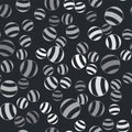 Grey Planet icon isolated seamless pattern on black background. Vector