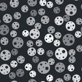 Grey Planet Mars icon isolated seamless pattern on black background. Vector