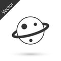 Grey Planet Saturn with planetary ring system icon isolated on white background. Vector Royalty Free Stock Photo