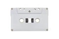 grey plastic audio cassette isolated on white Royalty Free Stock Photo