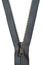 Grey plastic zip fastener close up Royalty Free Stock Photo