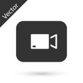 Grey Play video button icon isolated on white background. Film strip sign. Vector