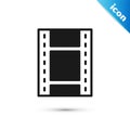 Grey Play Video icon isolated on white background. Film strip sign. Vector