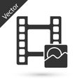 Grey Play Video icon isolated on white background. Film strip sign. Vector