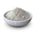 Grey Powder of Gypsum, Clay or Diatomite Isolated, Powdered Calcium or Plaster