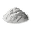 Grey Powder of Gypsum, Clay or Diatomite Isolated, Powdered Calcium or Plaster