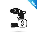 Grey Price tag for fish icon isolated on white background. Vector Royalty Free Stock Photo