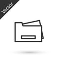 Grey Printer icon isolated on white background. Vector