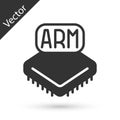 Grey Processor icon isolated on white background. CPU, central processing unit, microchip, microcircuit, computer Royalty Free Stock Photo