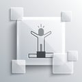 Grey Productive human icon isolated on grey background. Idea work, success, productivity, vision and efficiency concept