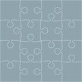 16 Grey Puzzle Pieces - JigSaw - Vector