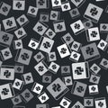 Grey Python programming language icon isolated seamless pattern on black background. Python coding language sign on Royalty Free Stock Photo