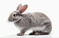 Grey rabbit on white background Royalty Free Stock Photo