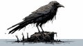 Detailed Character Illustration Of A Black Crow By Mike Mignola