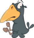 Grey raven with a yellow beak Cartoon