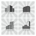 Grey real estate, construction business logo set vector buildings icon Royalty Free Stock Photo