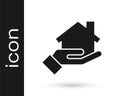 Grey Realtor icon isolated on white background. Buying house. Vector Illustration Royalty Free Stock Photo