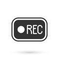 Grey Record button icon isolated on white background. Rec button. Vector Royalty Free Stock Photo