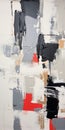 Contemporary Abstract Painting With Red, Grey, White, And Black Backgrounds