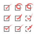 Grey and red vector grungy check marks Royalty Free Stock Photo
