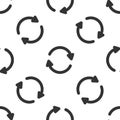 Grey Refresh icon isolated seamless pattern on white background. Reload symbol. Rotation arrows in a circle sign. Vector Royalty Free Stock Photo