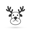 Grey Reindeer icon isolated on white background. Merry Christmas and Happy New Year. Vector Royalty Free Stock Photo