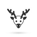 Grey Reindeer icon isolated on white background. Merry Christmas and Happy New Year. Vector Royalty Free Stock Photo