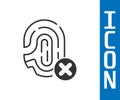 Grey Rejection fingerprint icon isolated on white background. Access denied for user concept. Error, fraud