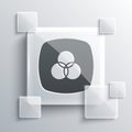 Grey RGB and CMYK color mixing icon isolated on grey background. Square glass panels. Vector