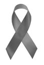 Grey ribbon isolated on white background. Parkinson`s disease or brain cancer awareness symbolic concept Royalty Free Stock Photo