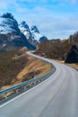 Grey road in Norvegian mountains