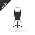 Grey Rocket launcher with missile icon isolated on white background. Vector