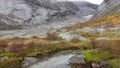 Grey rocks at Nigardsbreen glacier in Autumn in Norway Royalty Free Stock Photo