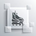Grey Roller skate icon isolated on grey background. Square glass panels. Vector Illustration