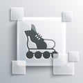 Grey Roller skate icon isolated on grey background. Square glass panels. Vector