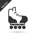 Grey Roller skate icon isolated on white background. Vector