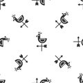 Grey Rooster weather vane icon isolated seamless pattern on white background. Weathercock sign. Windvane rooster. Vector