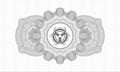 Grey rosette. Linear Illustration. Vector. Detailed with biohazard covid-19 icon inside