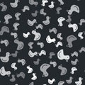 Grey Rubber duck icon isolated seamless pattern on black background. Vector