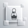 Grey Russian doll matryoshka icon isolated on grey background. Square glass panels. Vector