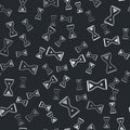 Grey Sauna hourglass icon isolated seamless pattern on black background. Sauna timer. Vector Royalty Free Stock Photo