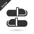 Grey Sauna slippers icon isolated on white background. Vector