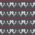 Grey Scandinavian Love Birds Pattern Design