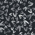 Grey Scanner icon isolated seamless pattern on black background. Scan document, paper copy, print office scanner. Vector