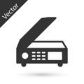 Grey Scanner icon isolated on white background. Scan document, paper copy, print office scanner. Vector
