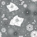 Grey seamless floral pattern