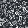 Grey Search engine icon isolated seamless pattern on black background. Vector Royalty Free Stock Photo